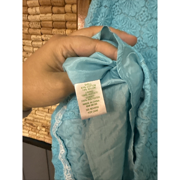 Lilly Pulitzer Vicki Dress Women 2 Teal Strapless Mini Daisy Embroidered - Picture 2 of 7